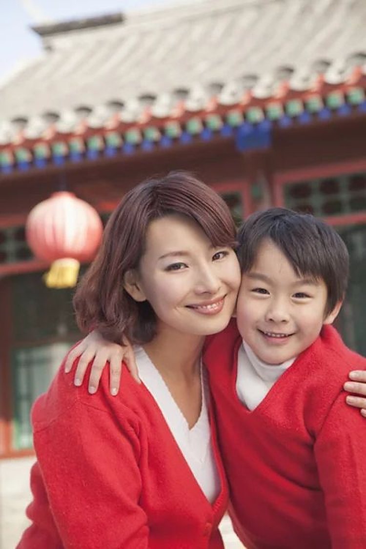 A mother and her young son